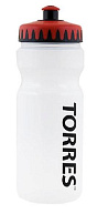 Бутылка для воды TORRES 550 мл,мягкий пластик, прозрачная, красно-черная крышка 