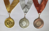 Комплект медалей Ахалья (1,2,3 место) с блестящей лентой